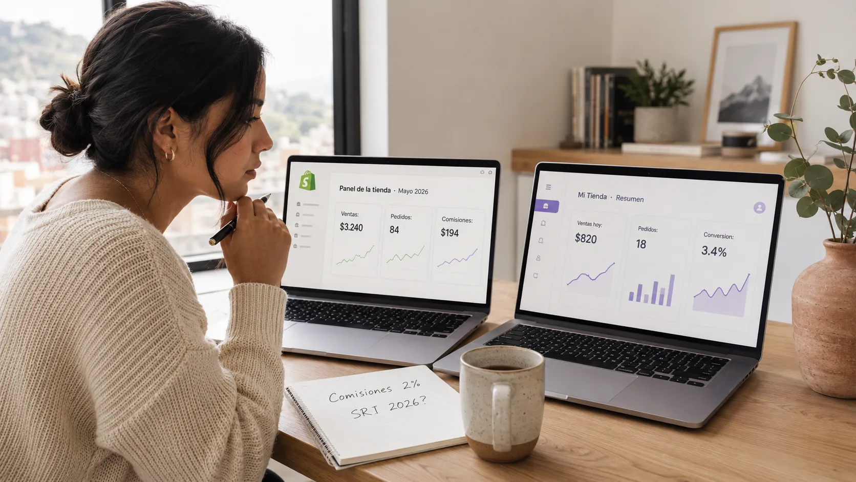 Comparativa visual entre Shopify y una tienda online a medida construida en Next.js para Ecuador
