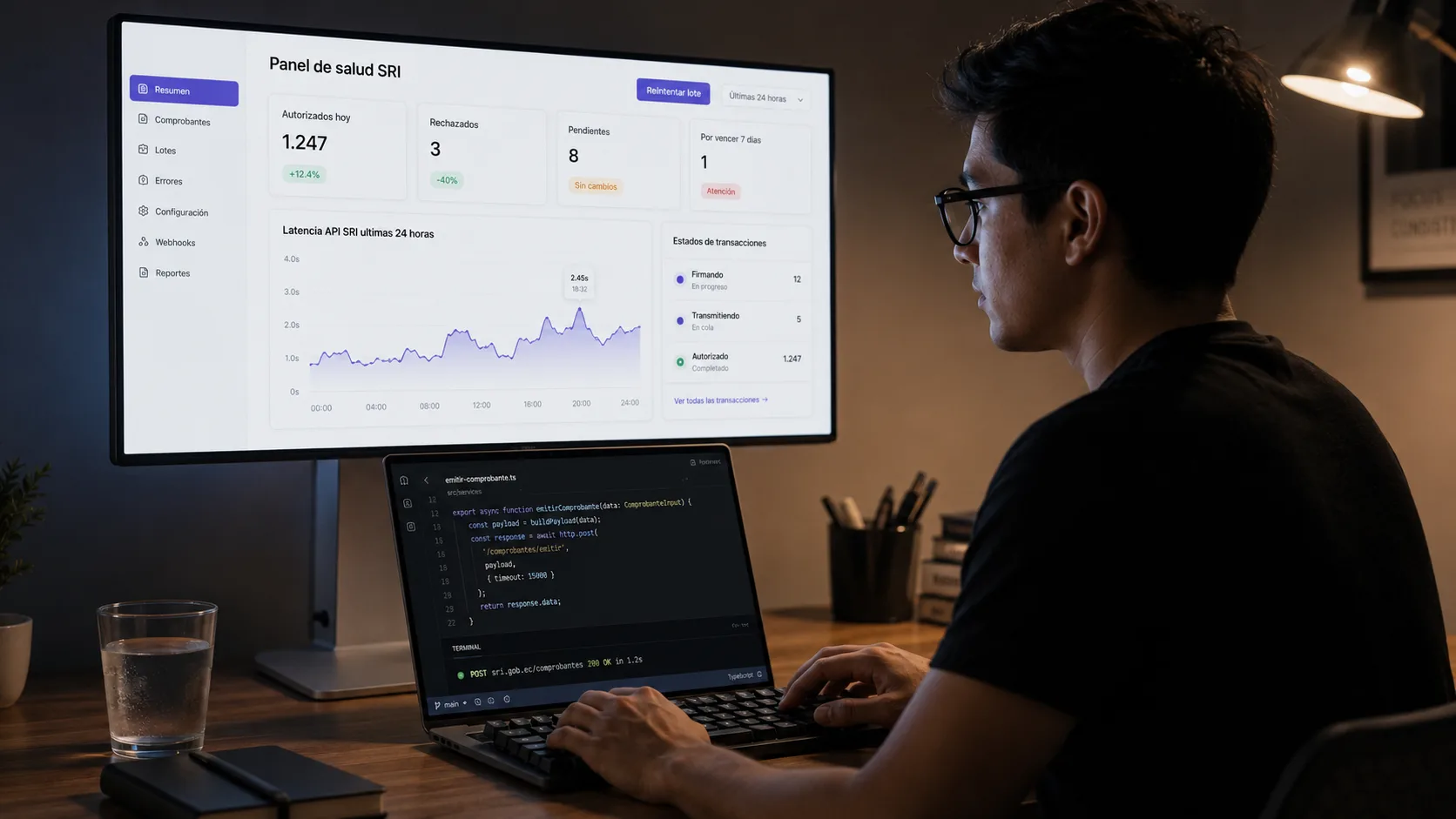 Ingeniero refactorizando el módulo de facturación electrónica de un ERP para conectarlo a la API del SRI en tiempo real