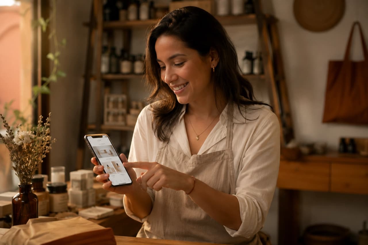 Asesora comercial usando el CRM a medida desarrollado por NM Tech Studio para una inmobiliaria en Ecuador