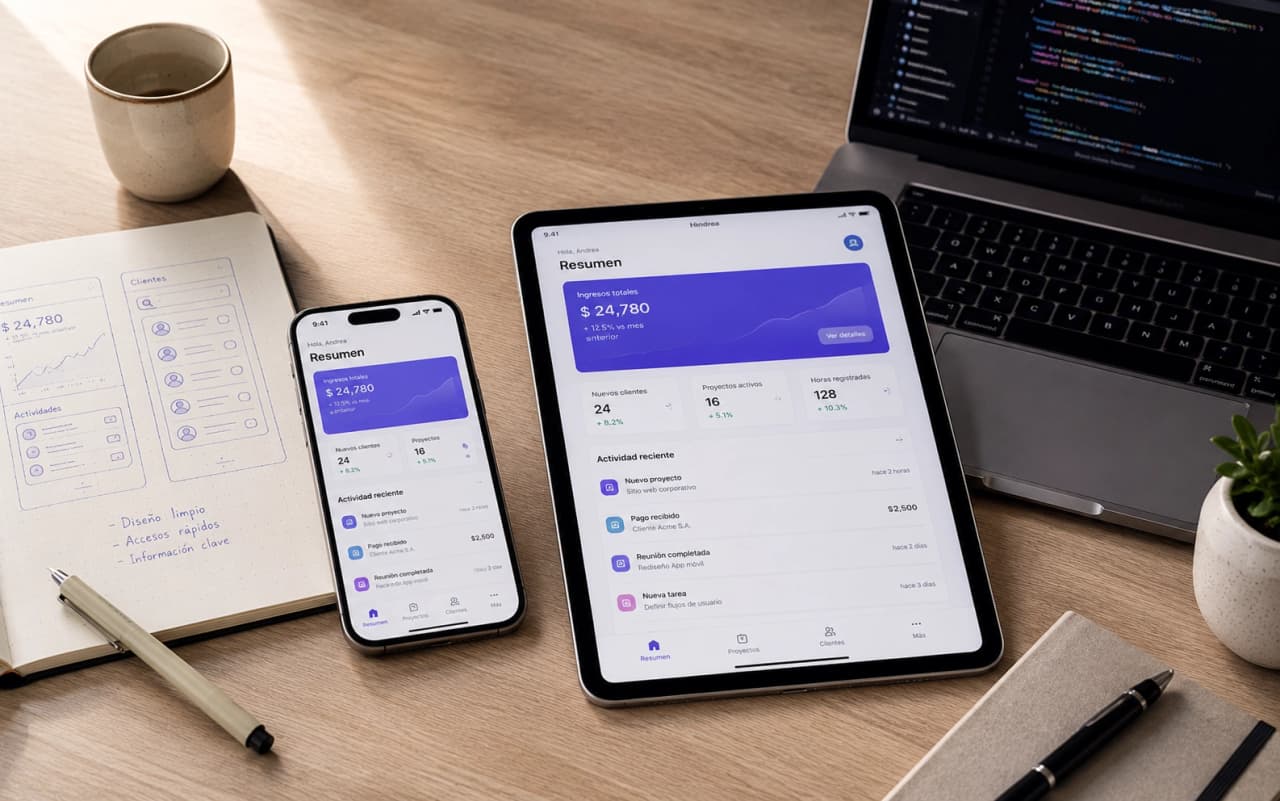Clienta usando una aplicación móvil desarrollada por NM Tech Studio