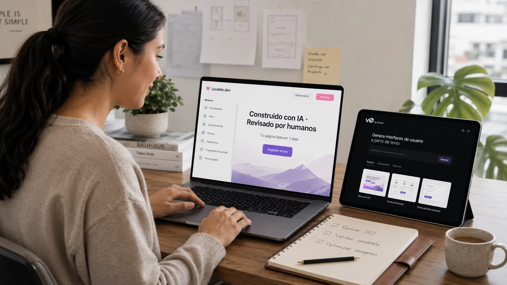 Desarrollador en Ecuador revisando código de una página web generada con IA en Lovable antes de pasarla a producción
