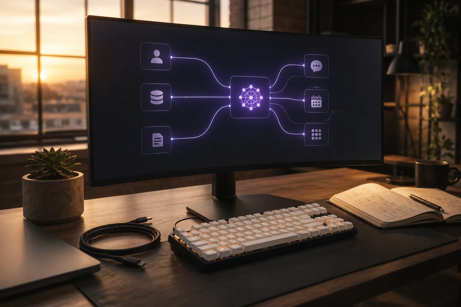 Desarrollador configurando un servidor MCP que conecta Claude con la base de datos de una empresa